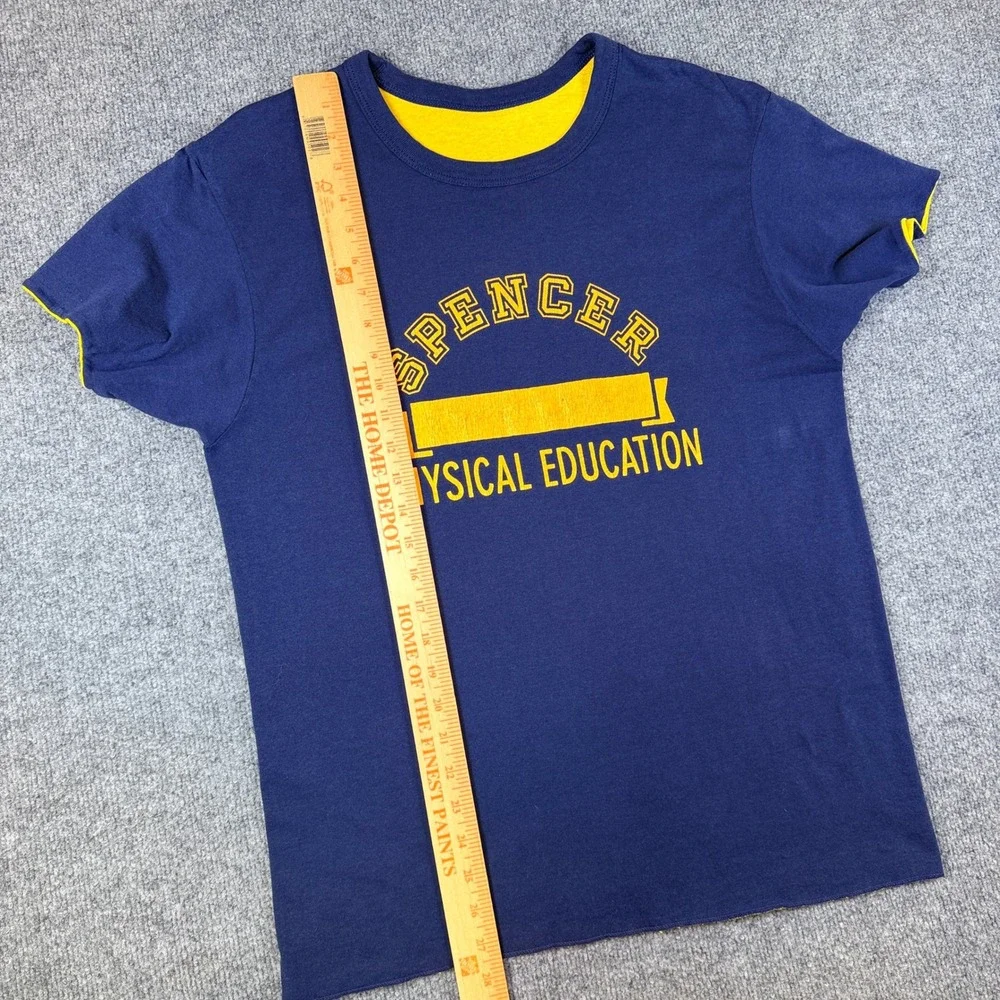 Vintage Champion Double Face T Shirt Mens L Reversible Phys Ed Made in USA 80s - Picture 8 of 11